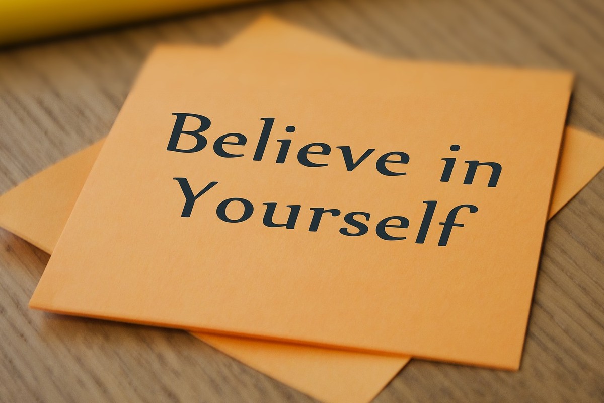 Post-it with the words "Believe in Yourself" written on it