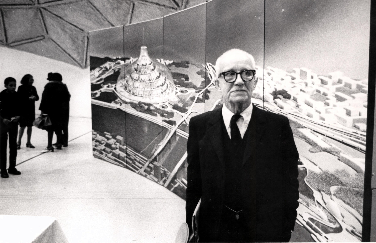 R. Buckminster Fuller with his domed city design1