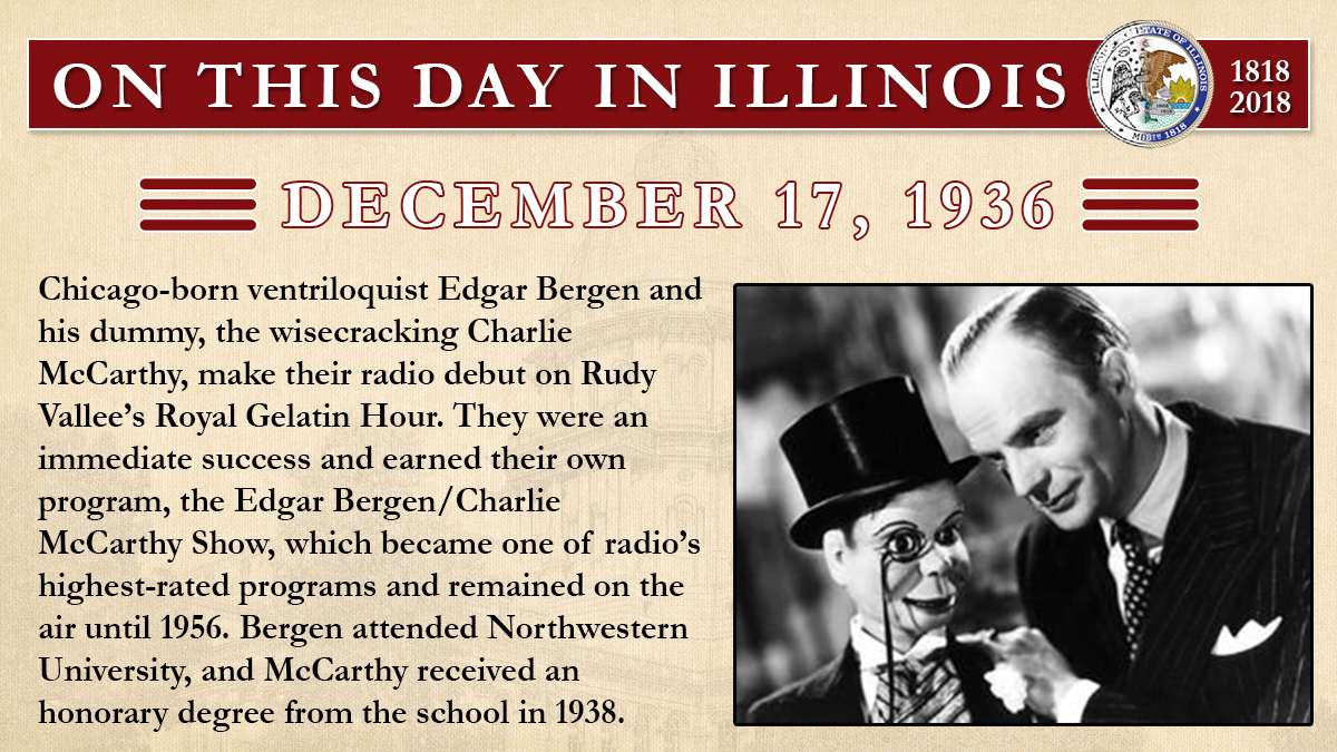 Dec. 17, 1936 - Edgar Bergen and Charlie McCarthy make their radio debut